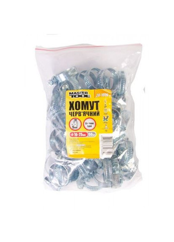 Хомут черв'ячний оцинкований German type 9,0 мм Ø 16-25 мм, 50 шт GM (20-1979) Mastertool (322704714)