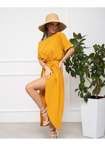 Помаранчева повсякденний сукня 13936 гірчичний ISSA PLUS