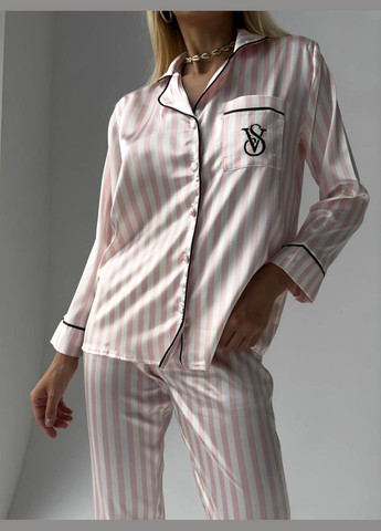 Светло-розовая всесезон пижама женская рубашка + брюки No Brand