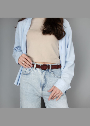 Ремінь жіночий замшевий -2548 бордовий з темною пряжкою (100 см) JK (337165505)