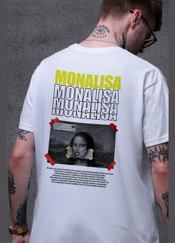 Белая мужская оверсайз футболка с принтом monalisa white Without