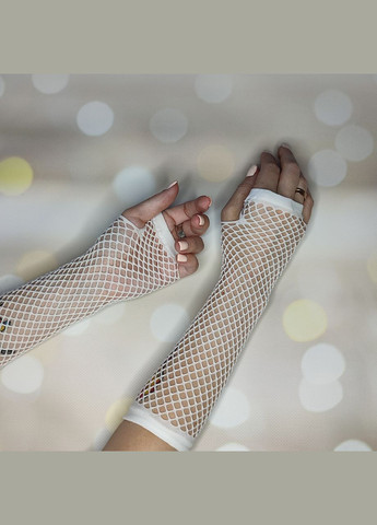 Белые длинные женские митенки в сеточку SureGeek (326599688)