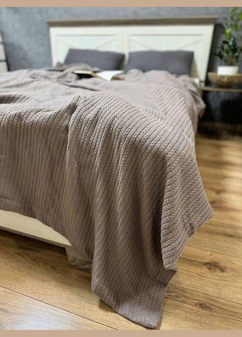 Хлопковое покрывало на кровать Полуторный Кофейный (ВЕ2201В04) No Brand (308754663)