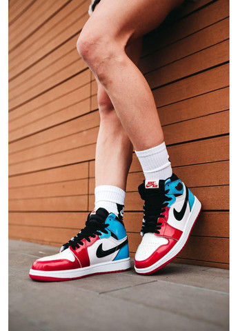 КРОСІВКИ ЖІНОЧІ NIKE AIR JORDAN 1 RETRO HIGH BLUE RED WHITE 2 НАЙК АІР ДЖОРДАН No Brand білі демісезони (367177557)