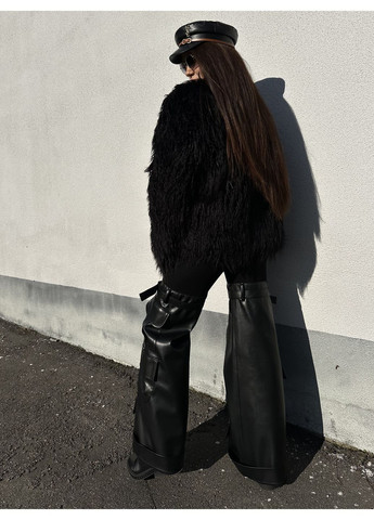 Шуба з штучного хутра лама чорна No Brand (369402201)