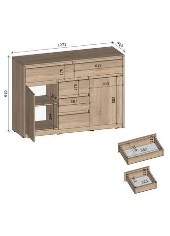 Комод T227 Ш1271/В910/Г400 MORELI (313587430)