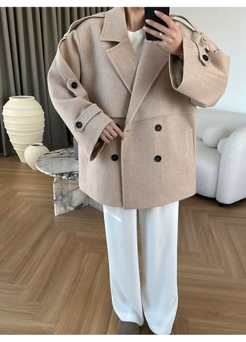 Світло-бежеве зимнє Жіноче пальто оверсайз No Brand