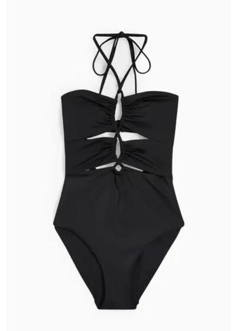 Черный красивый сплошной купальник слитный C&A суцільний купальник