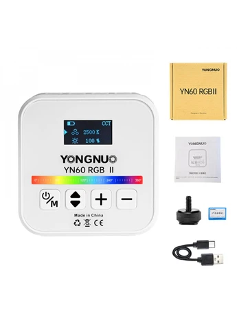 Портативная RGB LED лампа YN60RGB, 2500–9900K, CRI 95, аккумулятор 2000 мА·ч Yongnuo (394025400)
