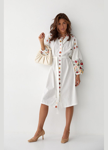 Молочний зимній жіноча вишита сукня квітковий сад ESQ 1617