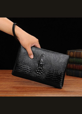Большой мужской клатч барсетка для документов черный, мужская сумка кошелек для телефона рептилияTT Kenguru (308049999)