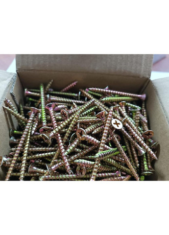 Саморіз універсальний 4×60 мм високоміцний з потайною головкою і повною різьбою для ДВП жовтий цинк (450 шт) Shenzhen (369717854)