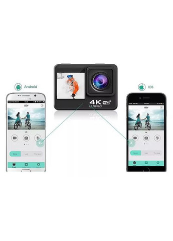 Екшн-камера відеокамера з подвійним дисплеєм з пультом та кріпленням водонепроникна WiFi екшн камера (VD1411) No Brand (360867216)