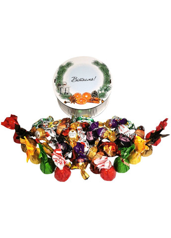 Подарунок №32/4 “Віночок з апельсинками” 515г (15х15х7 см, у дерев'яній коробці) Унікальна цукерка (372656331)