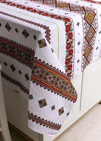 Скатертина для кухні на стіл тканинна з льону в українському стилі вишиванки 150х220 см (Е05015В-2-01) No Brand (308754746)