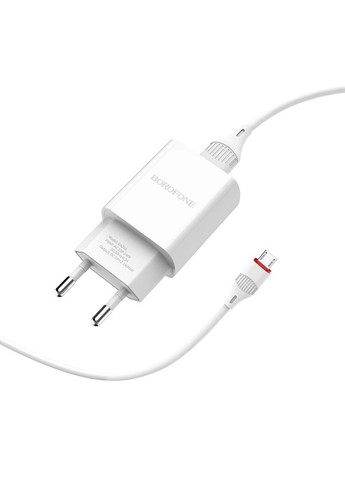 Мережевий зарядний пристрій charger set(Micro) 10.5W White (6931474700735) Borofone BA20A Sharp single port (325420760)