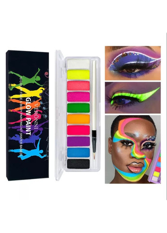 Аквагрим 10 цветов: 8УФ для боди-арта + кисточка Veronni (302241624)