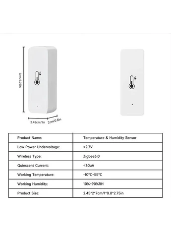 Датчик температури і вологості Zigbee сумісний з Alexa Google Home Temperature Humidity Sensor TUYA (347641187)
