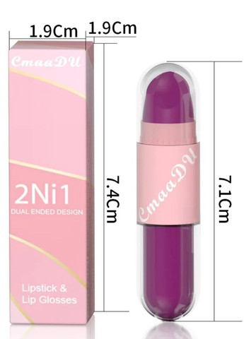 Губная помада No9 Lipstick Lip Gloss 2in-1 Фиолетовая матовая водостойкая CmaaDU (308254358)