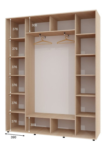 Шафа-купе тридверна 200*45*250 см Дуб молочний 3 двері ДСП ШК-05 Алекса (360437081)