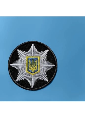 Шеврон на липучці Кокарда Поліція кругла 6 см, вишитий патч нашивка липучка IDEIA (386252365)