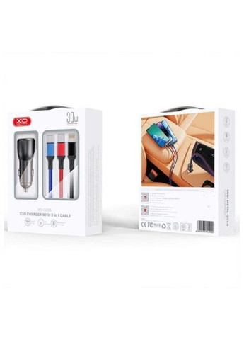 Зарядний пристрій CC55 QC3.0 18W (2USB/2.4A) + USB - Lightning + MicroUSB + Type-C Black (-CC55-BK) XO CC55 QC3.0 18W (2USB/2.4A) + USB - Lightning + Mic (370018059)