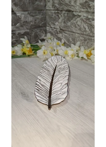Підставка з гіпсу Перо Біла з золотом Hand Made (377845446)