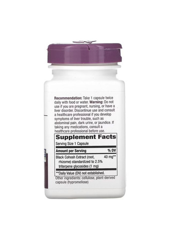 Натуральна добавка Black Cohosh 40 mg, 120 вегакапсул Nature's Way (324421796)