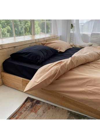 Постільна білизна Бежевий + чорний, ранфорс Двухспальний розмір, наволочки 70/70 No Brand (364220542)