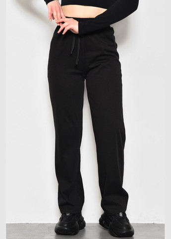 Штаны женские расклешенные полубатальные черного цвета Let's Shop (278274416)