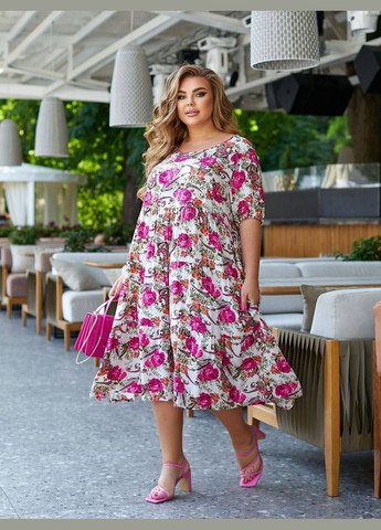 Розовое повседневный платье летняя свободная popluzhnaya