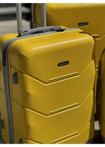 3 шт в наборі Ударостійкий Пластиковий комплект валіз дорожніх на колесах 4 колеса Carbon (383380258)