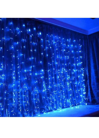 Світлодіодна кімнатна гірлянда штора водоспад на вікно з роботою від мережі контролером 3х3 м 320 LED (478621-Prob) Синя Unbranded (307503166)