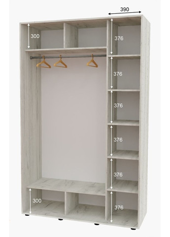 Шафа-купе дводверна 160*60*240 см Дуб крафт білий 2 двері Дзеркало Алекса (356770218)