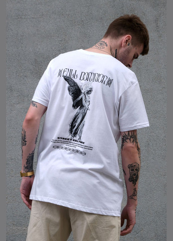 Белая оверсайз футболка с принтом dominion с длинным рукавом Without