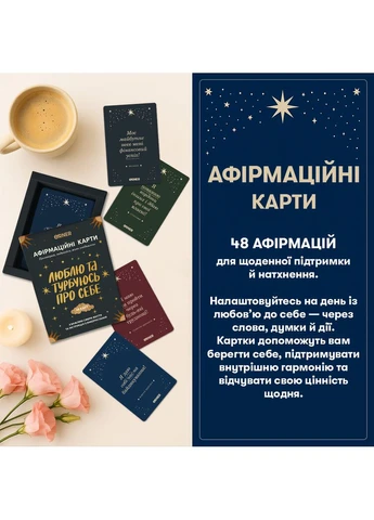 Настільна гра Карти з афірмаціями Люблю та турбуюсь про себе Orner (371876360)