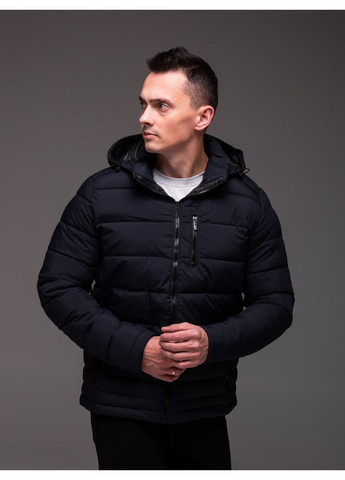Темно-синя демісезонна утеплена куртка з капюшоном Vakko