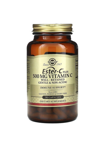 Вітамін С з Комплексом Цитрусових Біофлавоноїдів Ester-C® Plus 500 мг Vitamin C - 90 капсул Solgar (282841066)