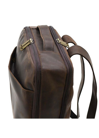 Шкіряний чоловічий рюкзак коричневий RC-7281-3md з передньою кишенею на блискавці TARWA (311281998)
