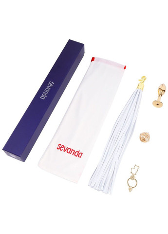 Металлическая анальная пробка Хвост пони SEVANDA White Pony-Tail Anal Rose-shape Plug Lockink (315497948)