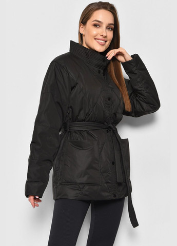 Черная демисезонная куртка женская демисезонная полубатальная черного цвета Let's Shop