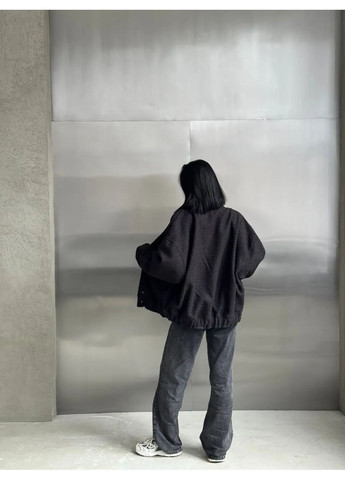 Чорна демісезонна куртка бомбер жіноча сіра No Brand