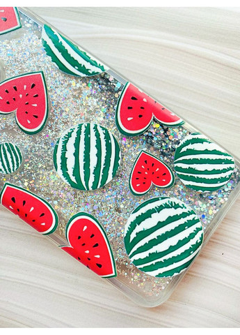 Чохол з плаваючими блискітками Samsung Galaxy A32 Срібний Кавуни сердечка (принт 343) CASE CONTROL (360667776)