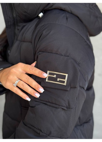 Черная зимняя женская куртка зимняя люкс качество с капюшоном No Brand