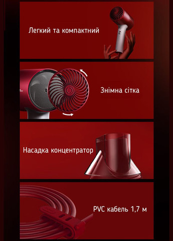 Фен для волосся Hair Dryer H5 Red SOOCAS (306443404)