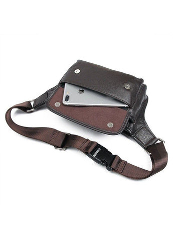 Шкіряна темно-коричнева сумка на пояс jd3019q John McDee (323459279)