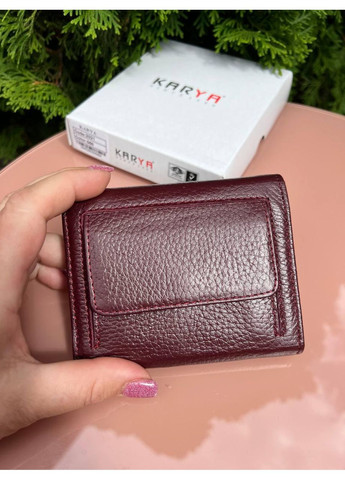 Жіночий гаманець із бордової натуральної шкіри Туреччина на кнопці, зовнішнє відділення для монет Karya (355803763)