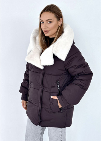 Коричнева зимня зимова куртка дора шоколад MioRichi