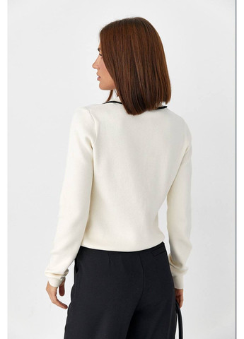 Молочный демисезонный свитер-поло с воротником на молнии — универсальный размер, турция (замеры в описании) Vione