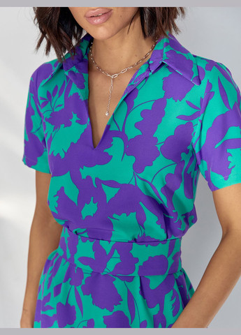 Фиолетовое повседневный платья ISSA PLUS с цветочным принтом